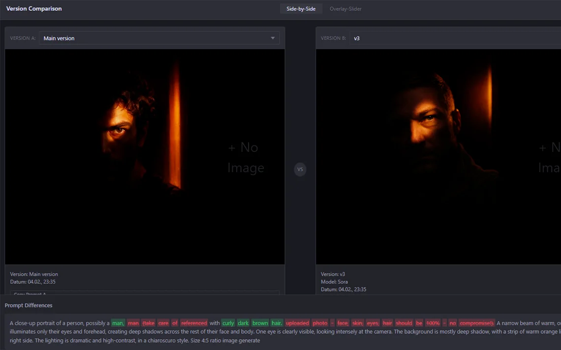 CozyPrompts prompt comparison - compare AI image versions side by side