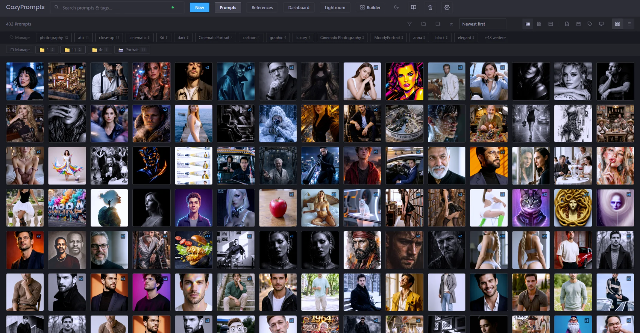 CozyPrompts - AI image prompt archive with gallery view, search and prompt details