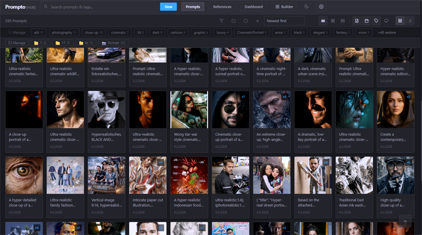 Content creator organizing AI image prompts in CozyPrompts
