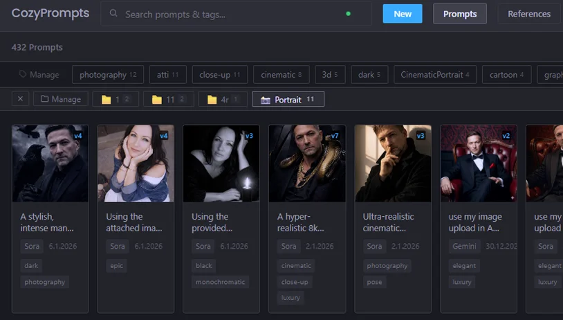 Personal AI prompt library with tags and collections in CozyPrompts